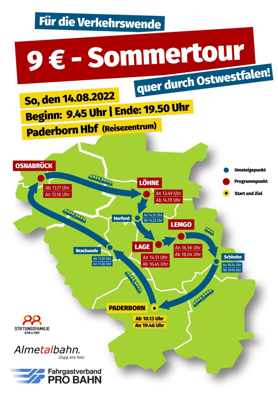 Plakat zur 9-Euro Tour Ostwestfalen-Lippe